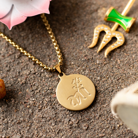 Gold Plated Durga Ma Coin Pendant Necklace