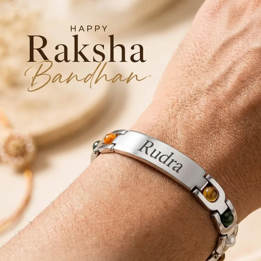 Arc Stone Rakhi - Silver