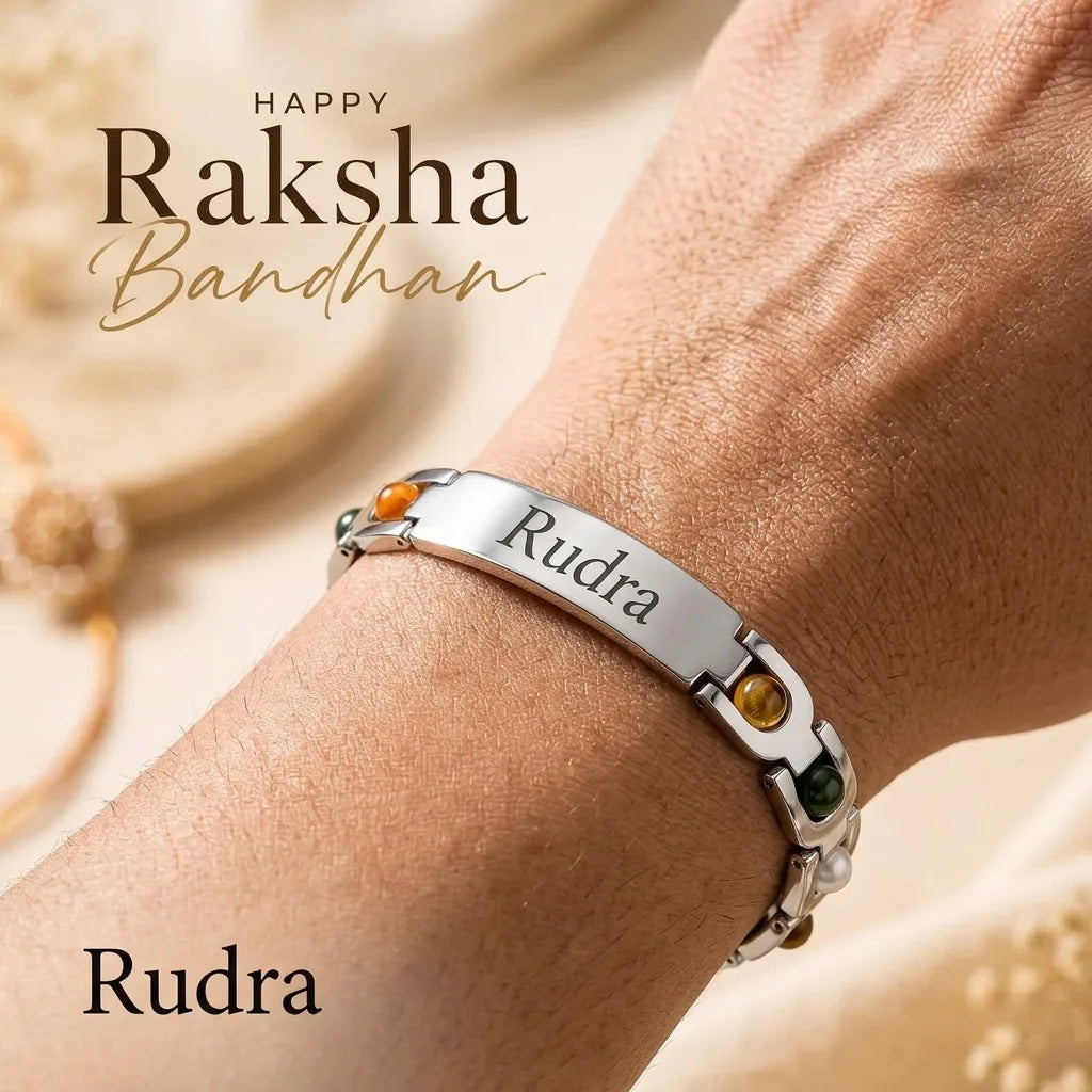Arc Stone Rakhi - Silver