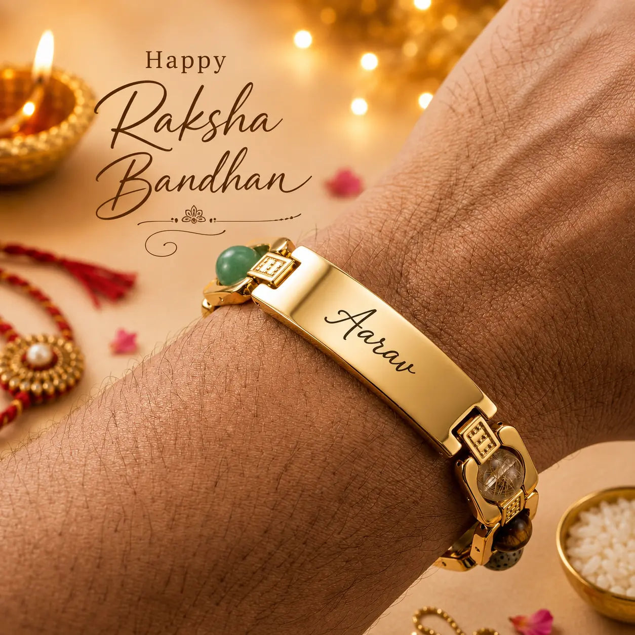 Curve Stone Rakhi - Personalized Edition