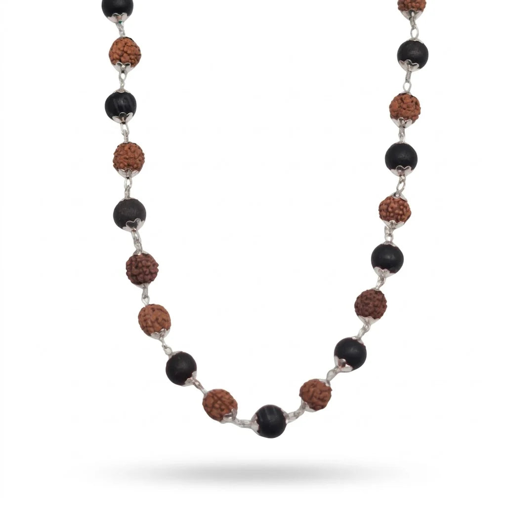 Silver Plated Rudraksha Karungali Mala