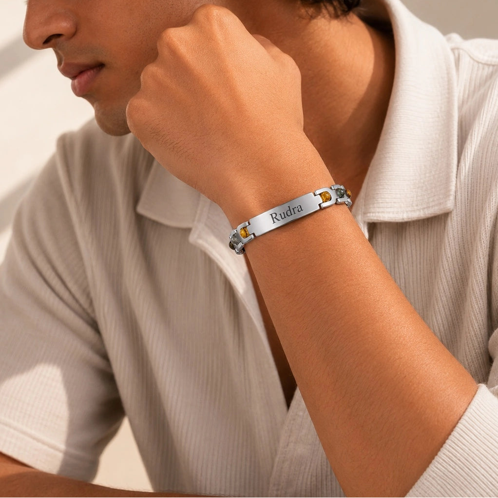 Arc Stone Rakhi - Silver