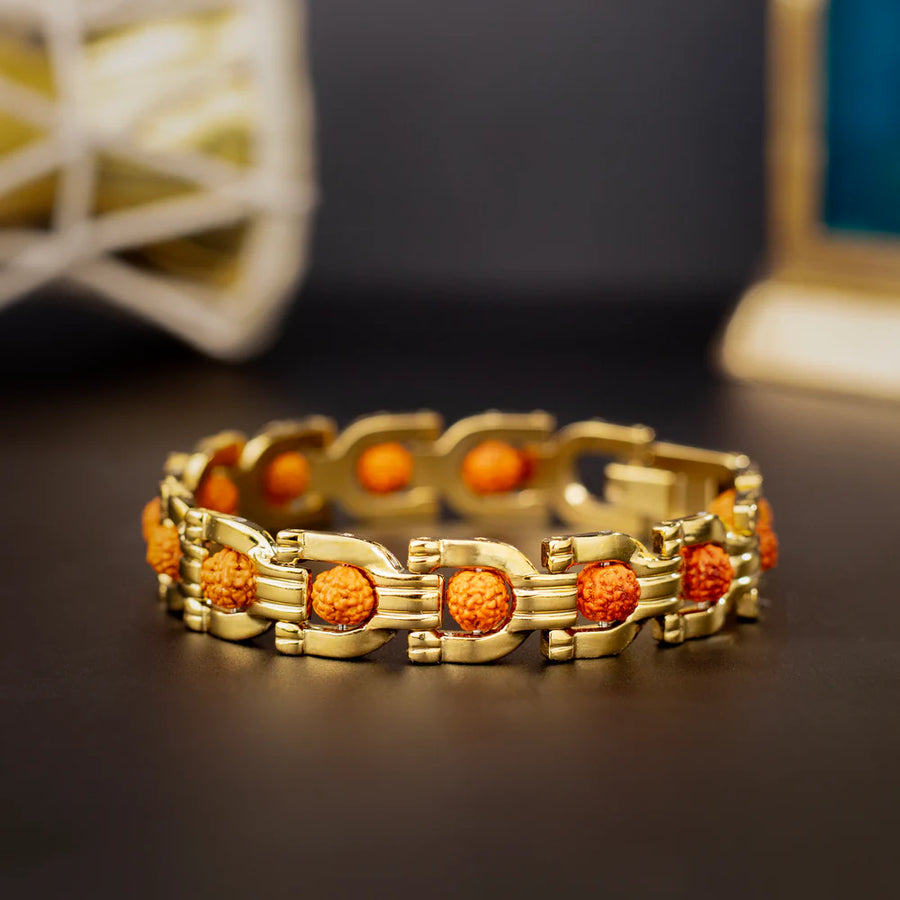 Gold Plated Rudraksha Bracelet
