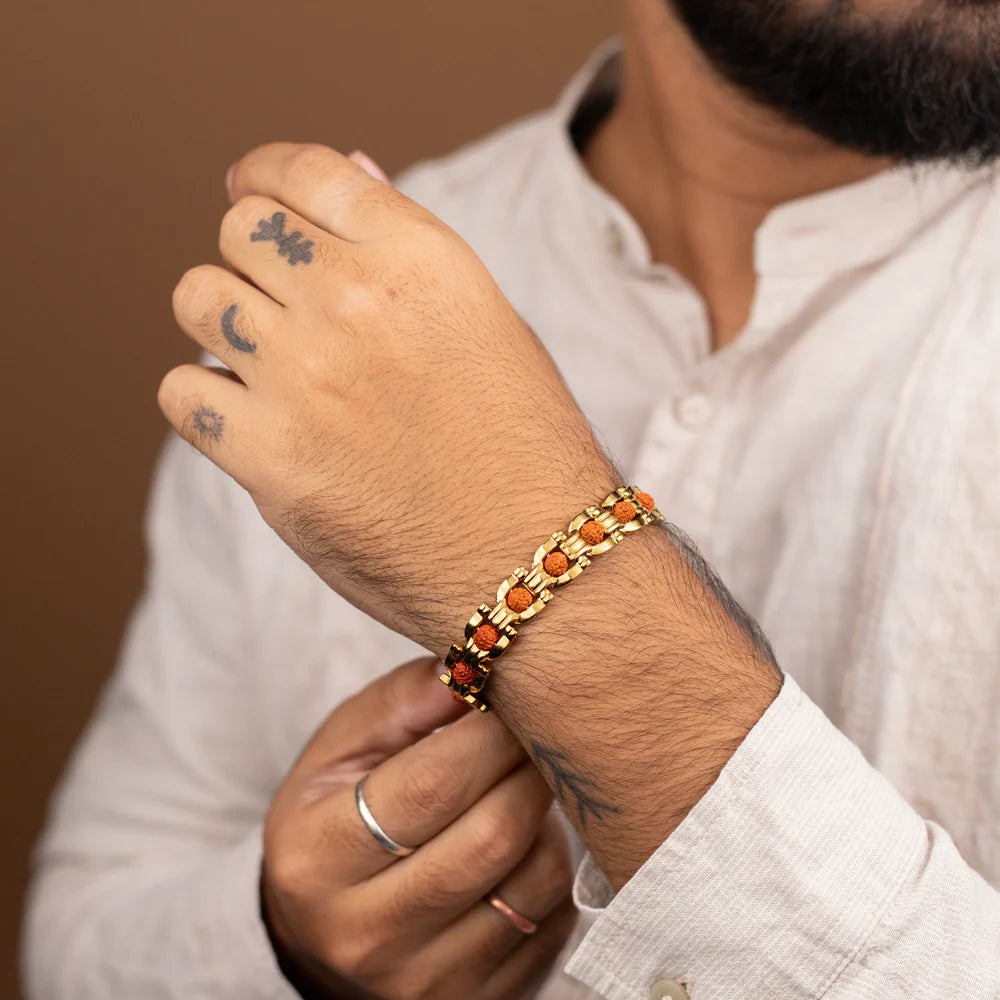 Gold Plated Rudraksha Bracelet
