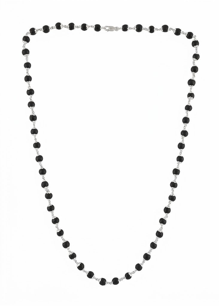 SILVER PLATED KARUNGALI MALA(LAB. CERTIFIED)