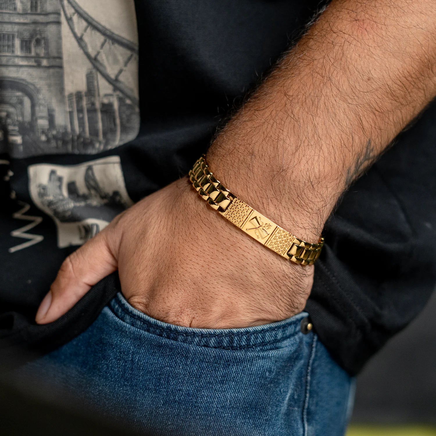 Gold Plated Shiva Damru Bracelet