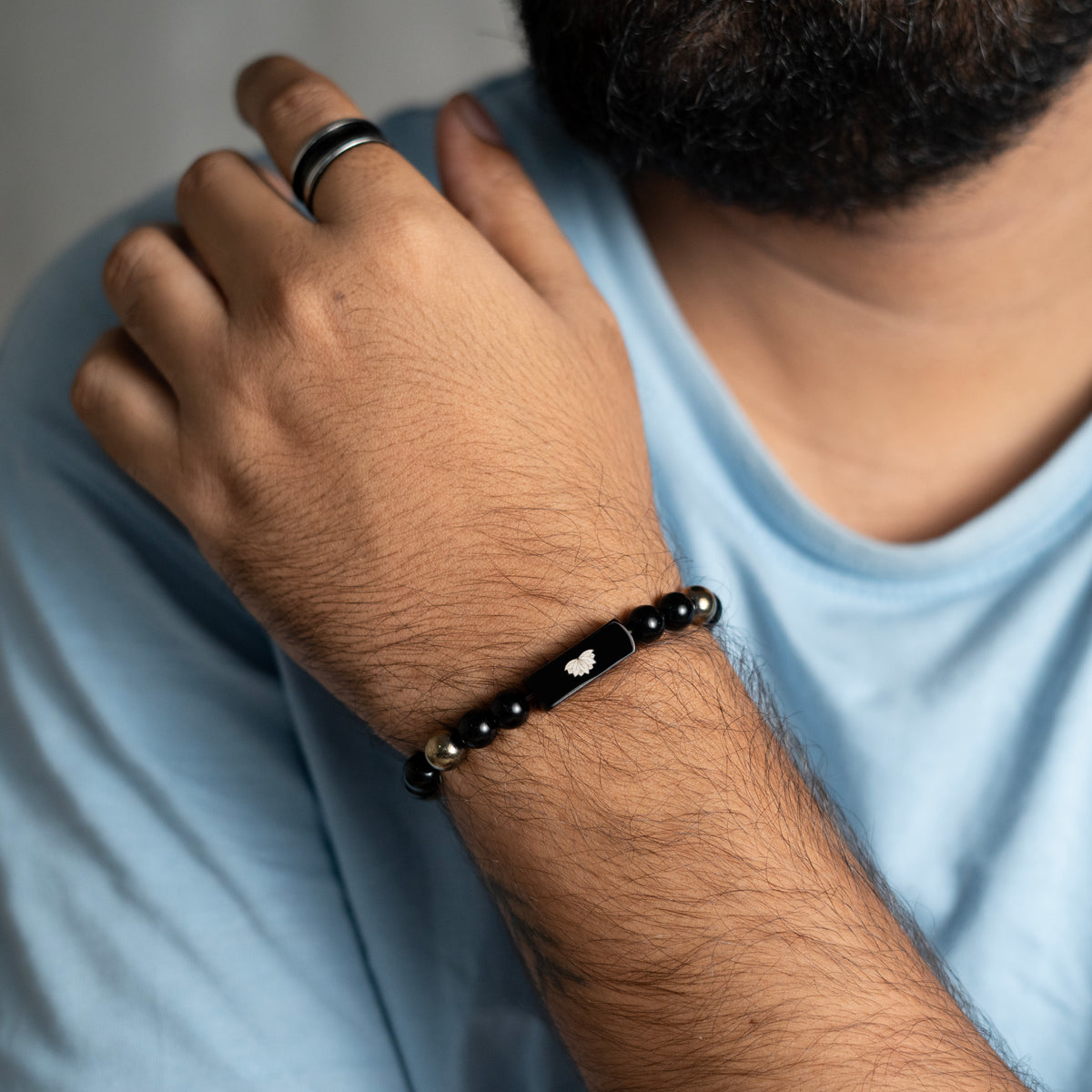 Protective Black Onyx & Goldstone Bracelet