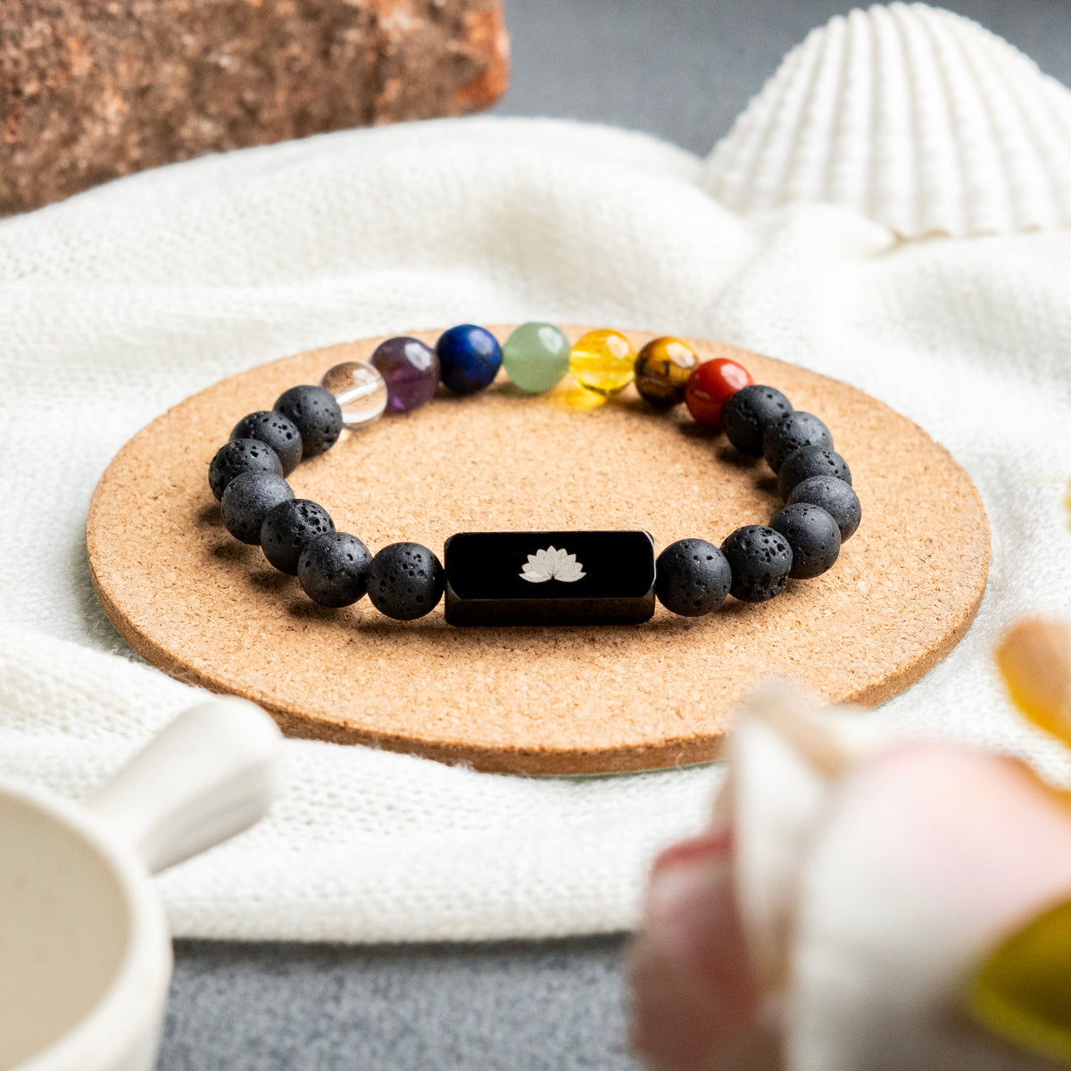 7 Chakra Lava Bracelet
