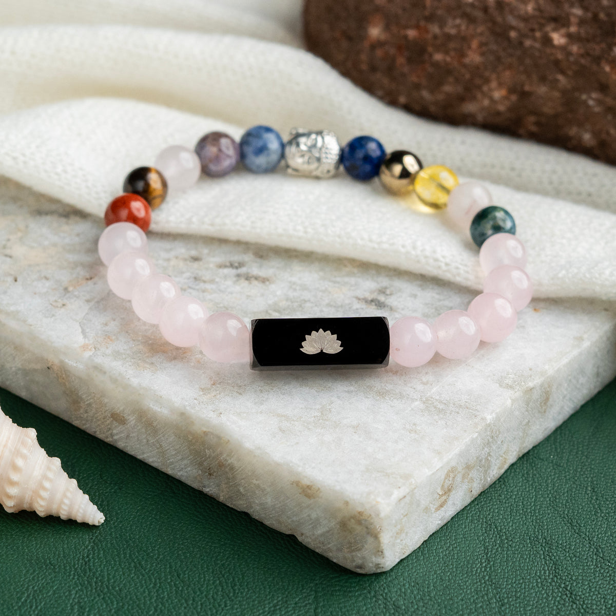 Solace Rose Quartz 11 Chakra Bracelet