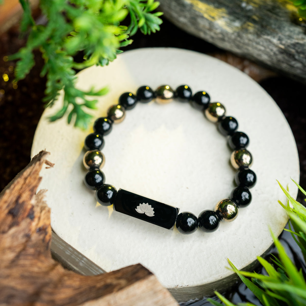 Protective Black Onyx & Goldstone Bracelet