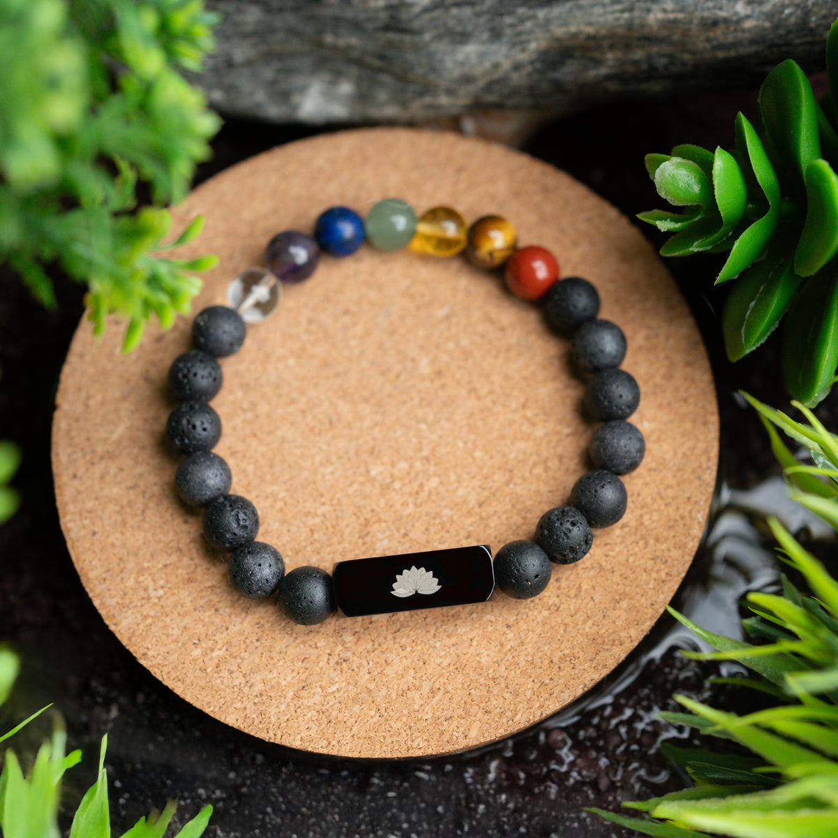 7 Chakra Lava Bracelet