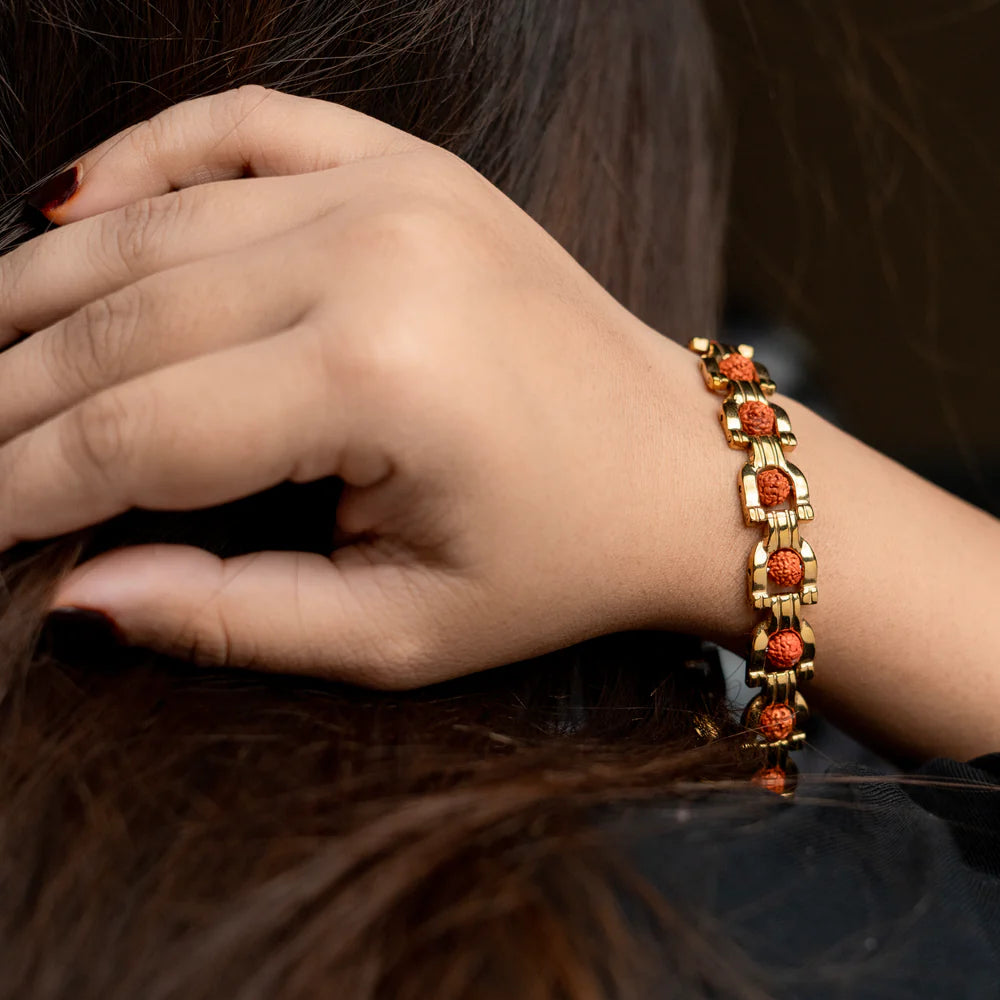 Gold Plated Rudraksha Bracelet