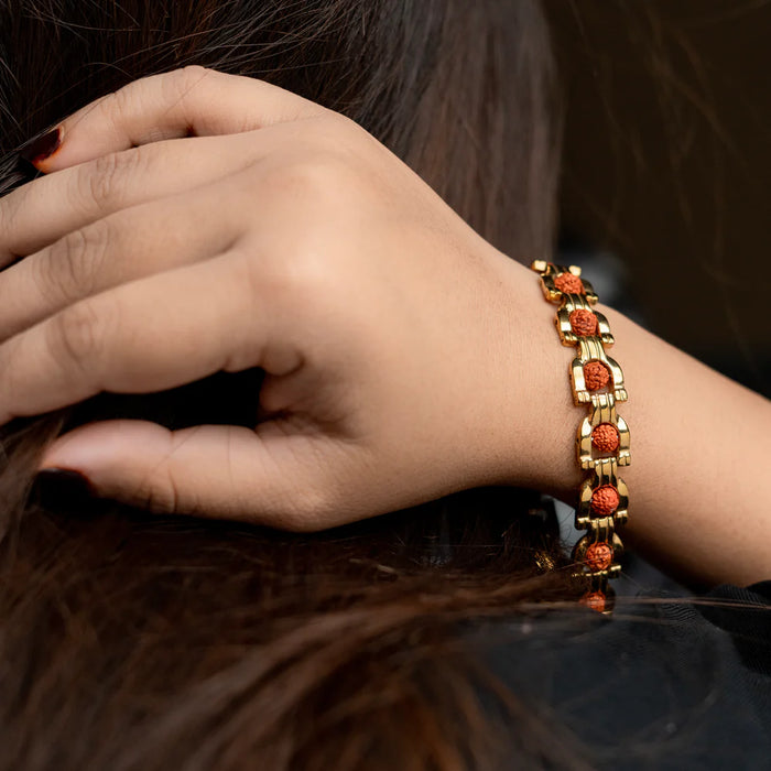 Gold Plated Rudraksha Bracelet