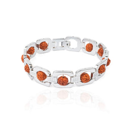 SILVER PLATTED RUDRAKSHA BRACELET(LAB TESTED)